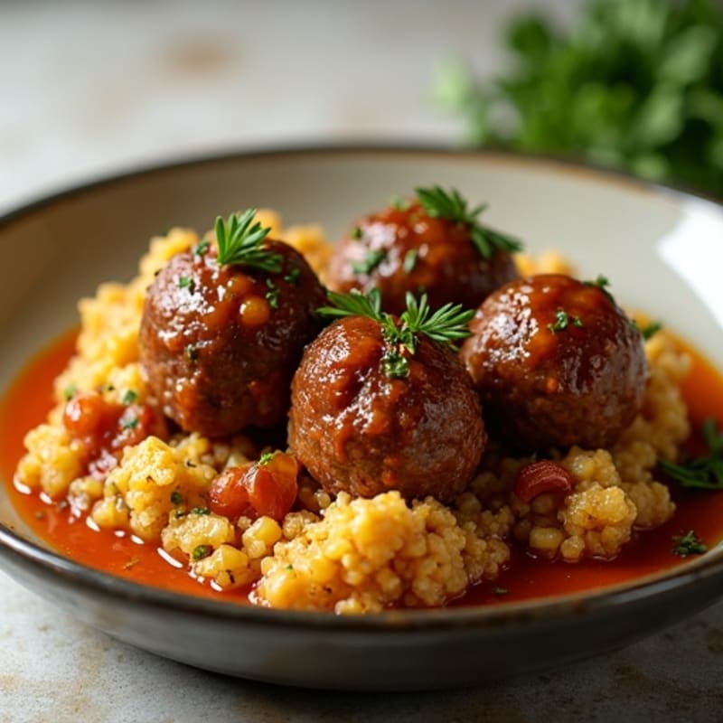 Baked Lean Beef Meatballs with Savory Whole Grain Cornbread Stuffing