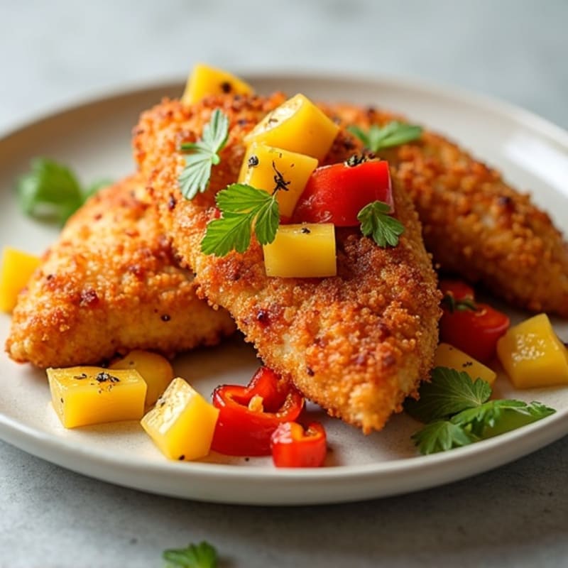 Crispy Baked Sweet and Sour Chicken with Roasted Bell Peppers and Pineapple