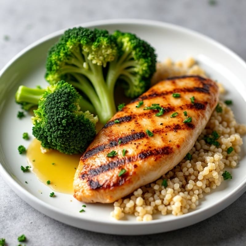 Grilled Chicken Breast with Quinoa and Steamed Broccoli