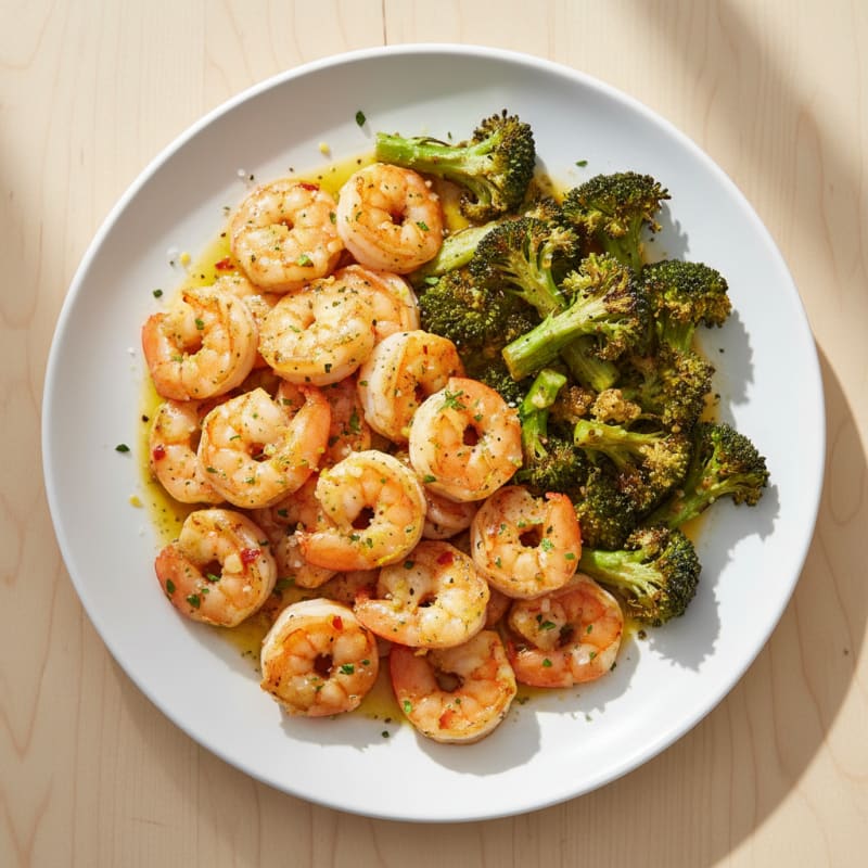 Zesty Garlic Shrimp with Crispy Broccoli