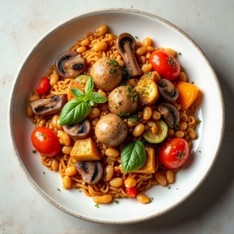 Hearty Mushroom Ragu with Herb-Roasted Vegetables