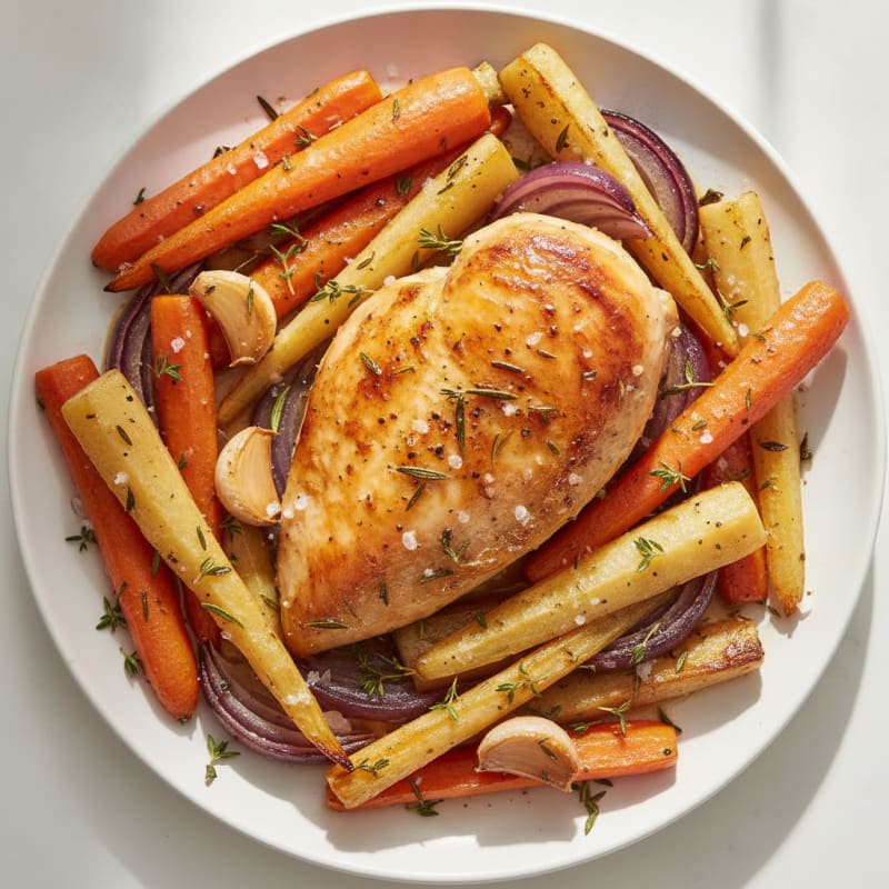 Garlic Herb Roasted Chicken with Root Vegetables