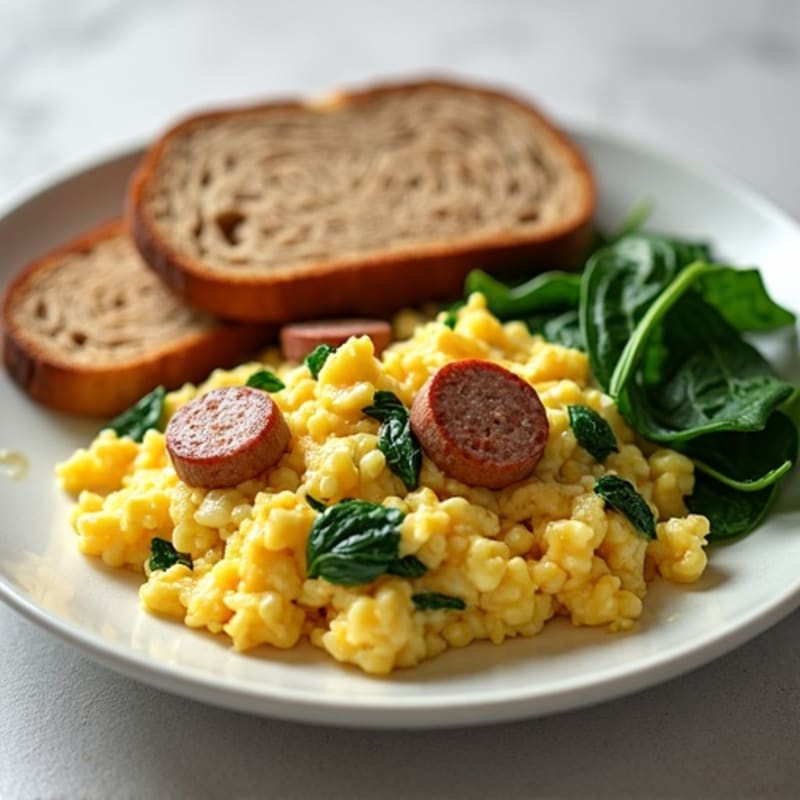 Egg White and Turkey Sausage Scramble with Spinach