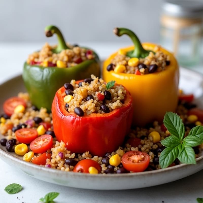 Roasted Zesty Quinoa Stuffed Bell Peppers