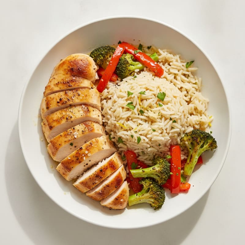 Lemon Herb Rice Pilaf with Roasted Chicken and Vegetables