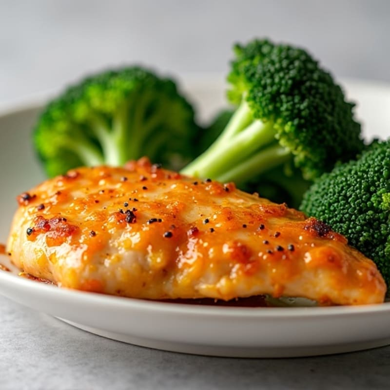 Crispy Baked Orange Chicken with Steamed Broccoli