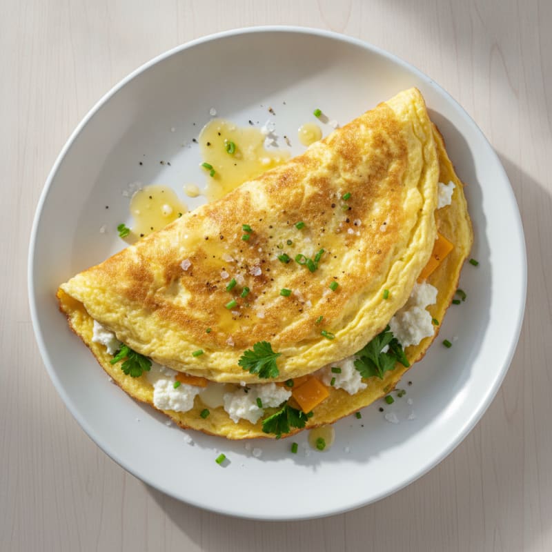 Fluffy Three-Cheese Herb Omelette