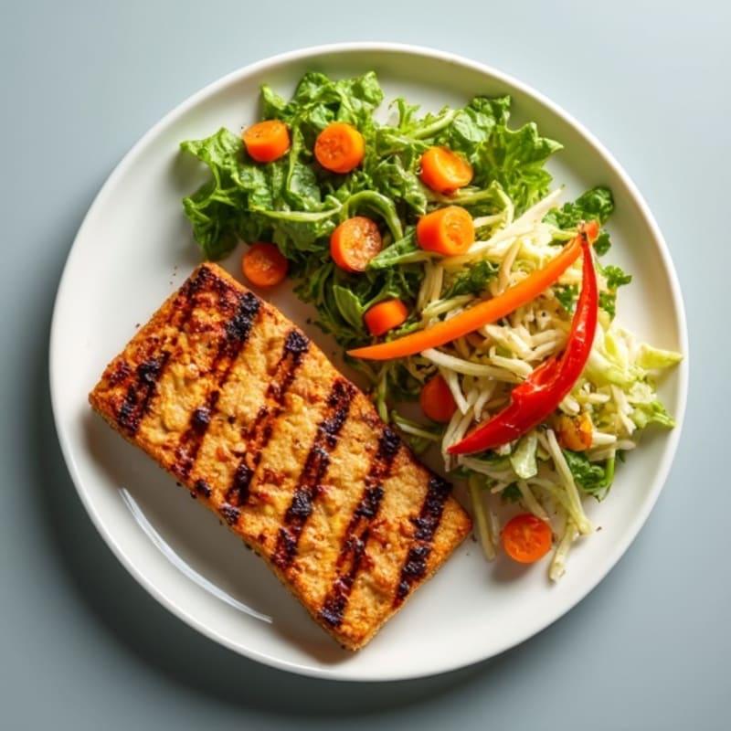 Grilled Tempeh with Crunchy Cabbage Slaw
