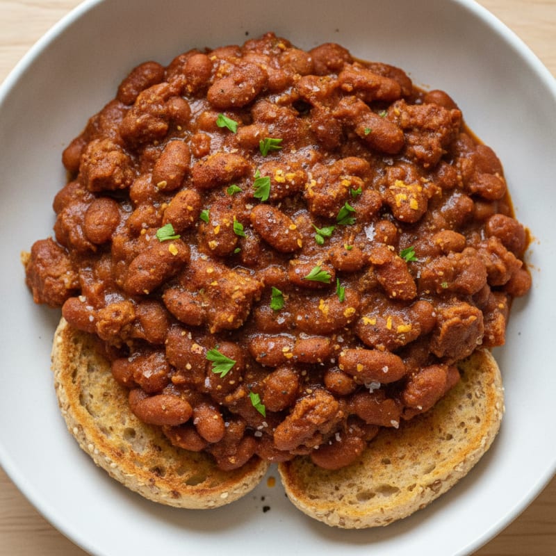 Hearty Baked Beans with Toasted Muffin