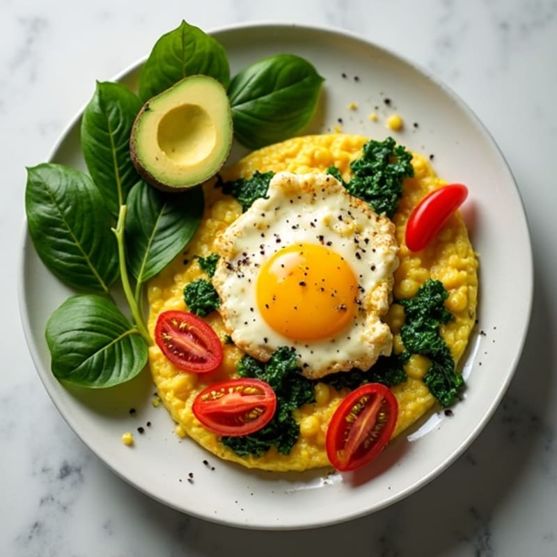 Egg White Spinach Scramble with Cottage Cheese and Tomatoes