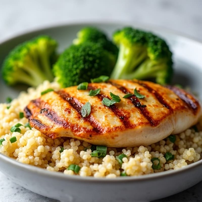 Grilled Chicken Breast with Quinoa and Steamed Broccoli