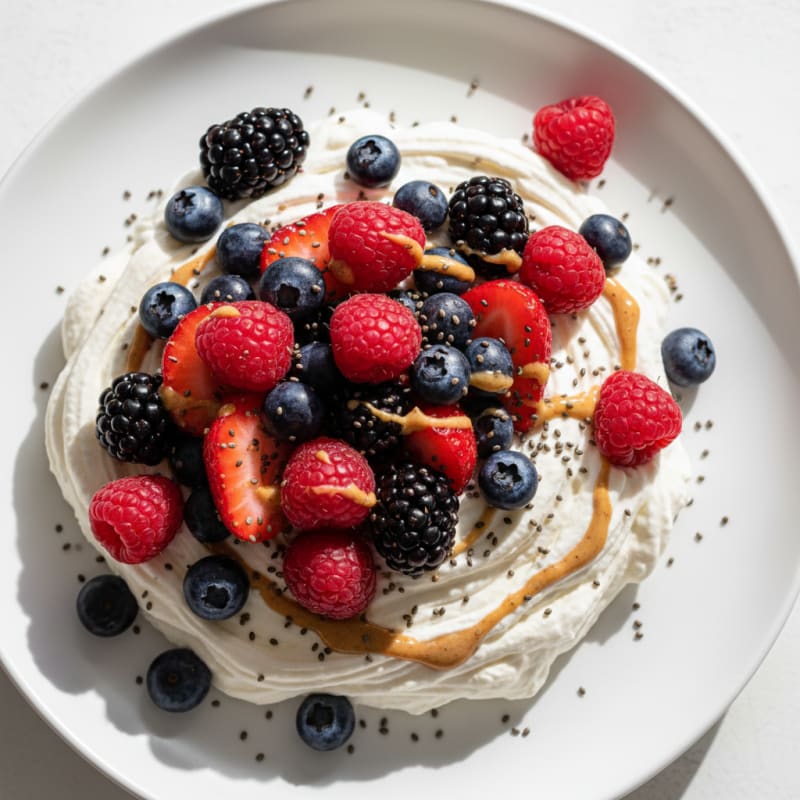 Greek Yogurt Protein Mousse with Mixed Berries