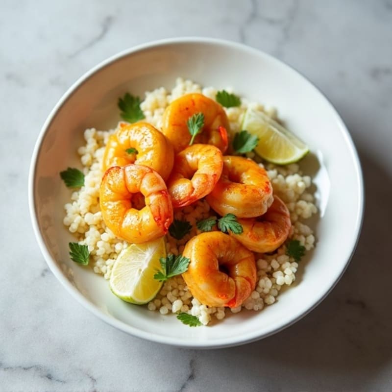 Coconut Curry Garlic Prawns with Cauliflower Rice