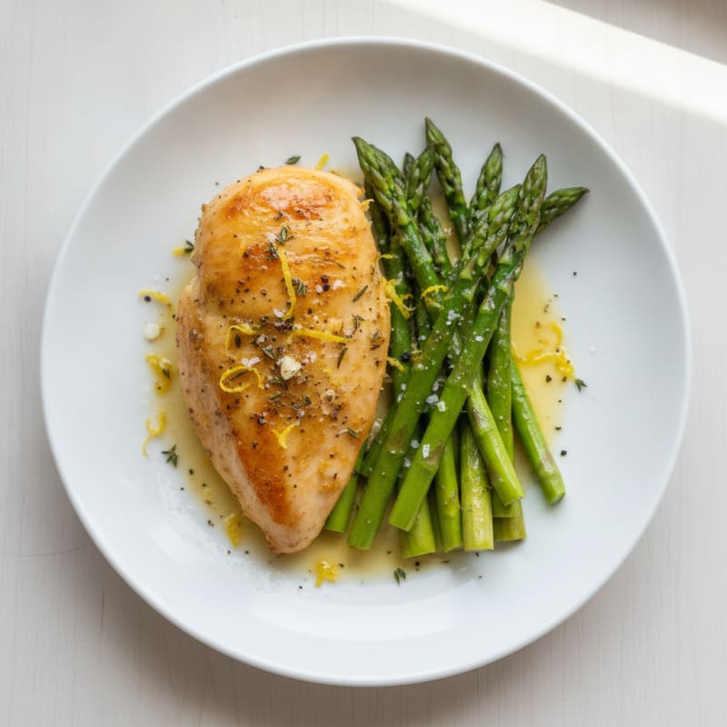 Lemon Herb Roasted Chicken with Asparagus