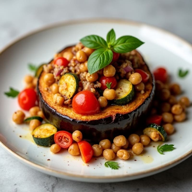 Roasted Stuffed Eggplant with Savory Lentil and Vegetable Filling