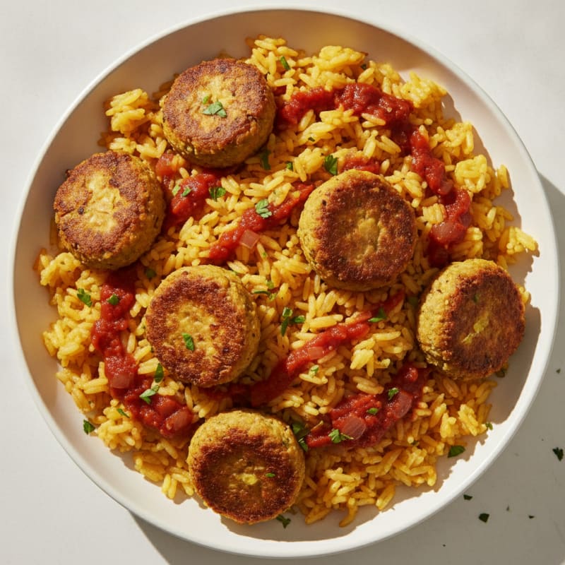 Lentil Kofta with Saffron Rice