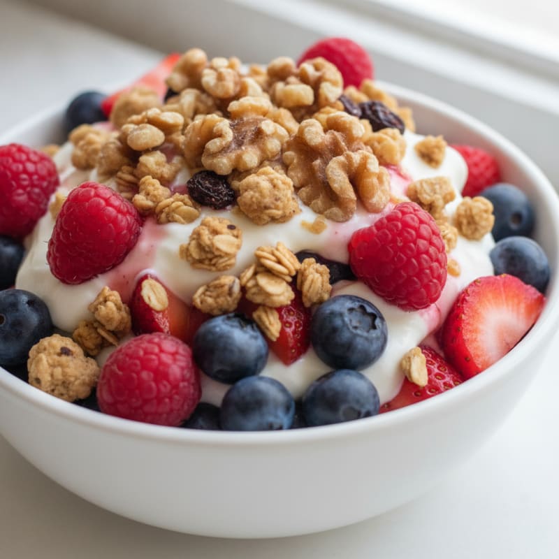 Greek Yogurt Parfait with Berries and Protein Granola