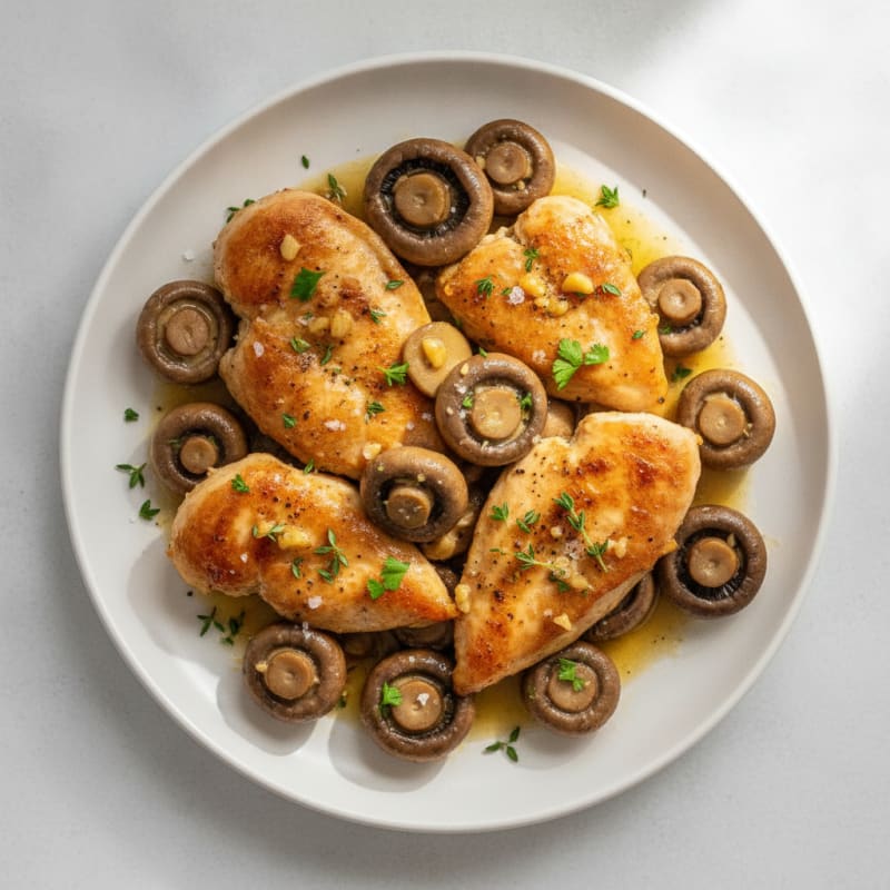 Roasted Garlic Butter Chicken and Mushrooms
