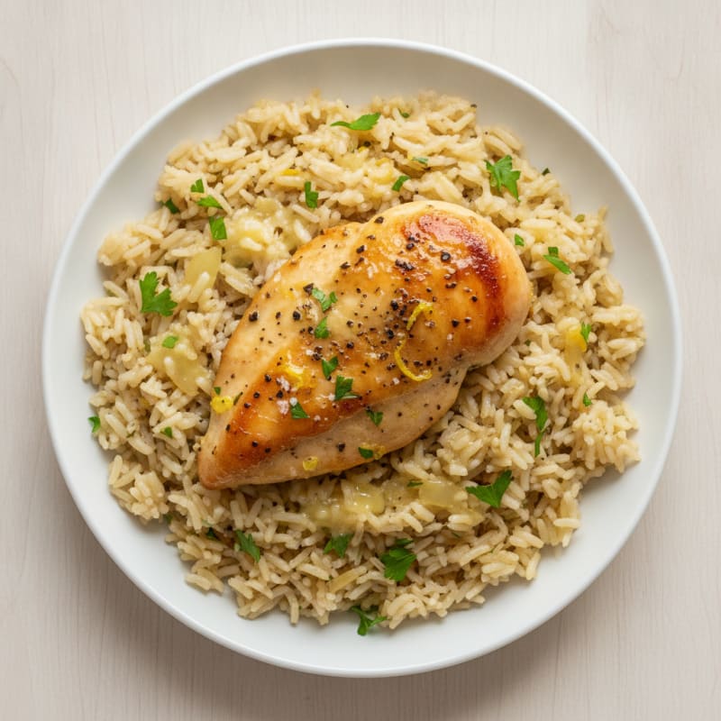 Lemon-Herb Roasted Chicken with Rice Pilaf