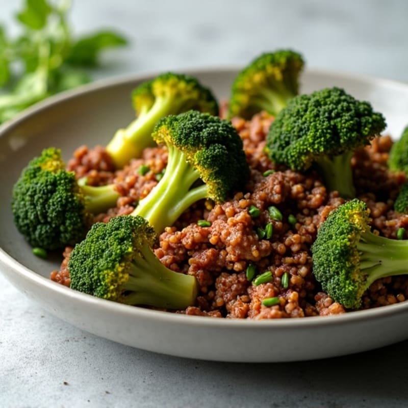 Lean Ground Beef and Crispy Roasted Broccoli Skillet