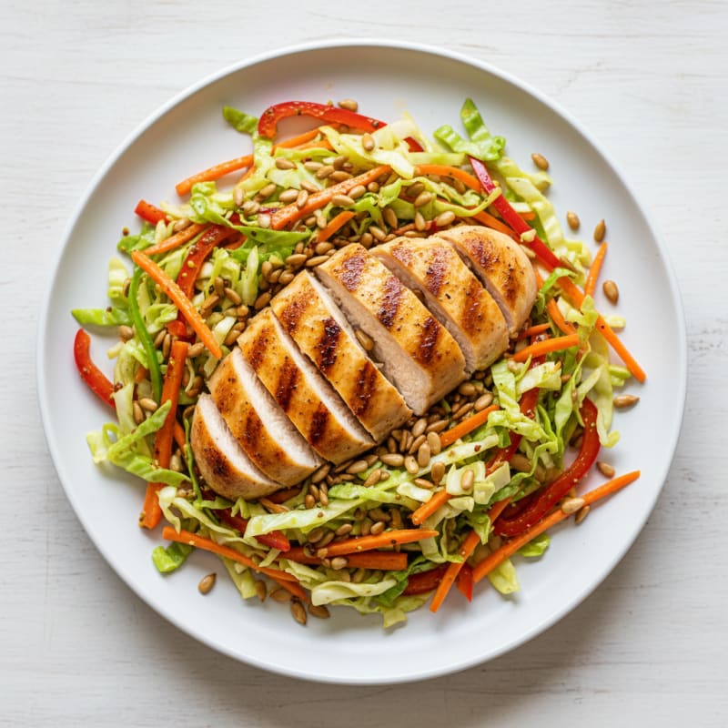 Grilled Chicken Breast with Crunchy Vegetable Slaw