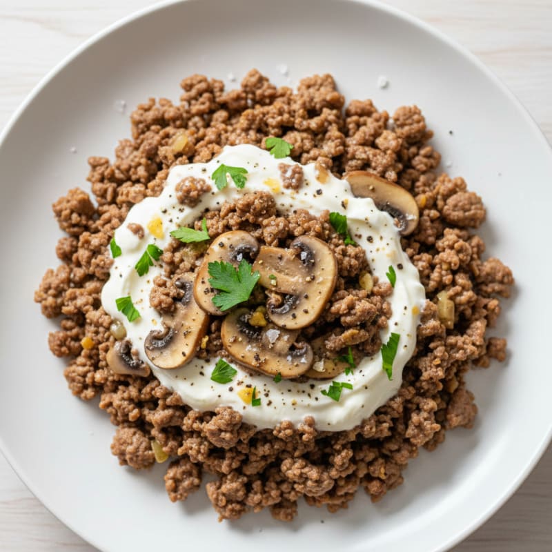 Tender Beef Mince with Creamy Mushroom Sauce