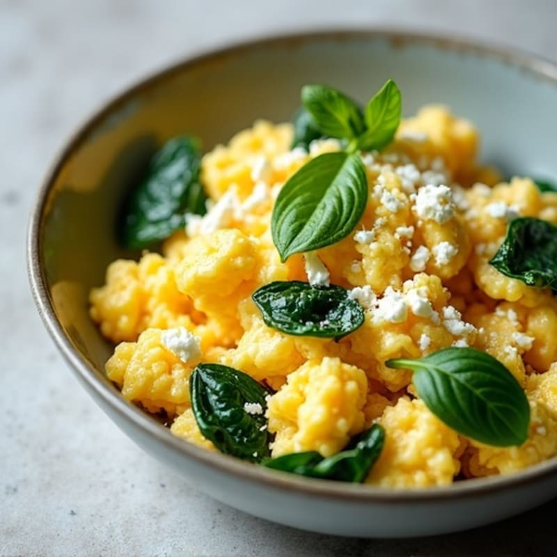 Creamy Scrambled Eggs with Spinach and Feta
