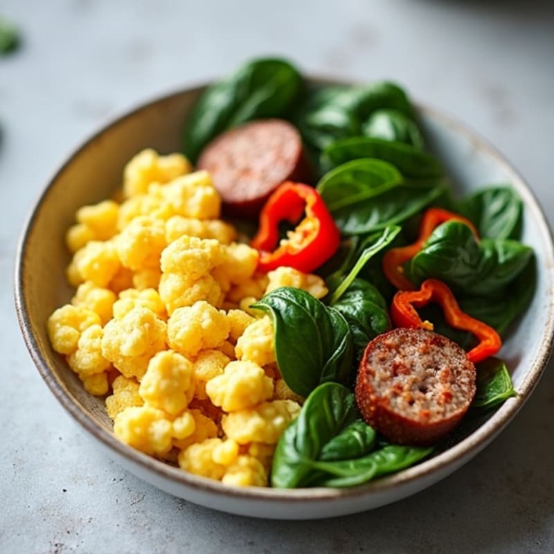 Egg White and Turkey Sausage Scramble with Spinach