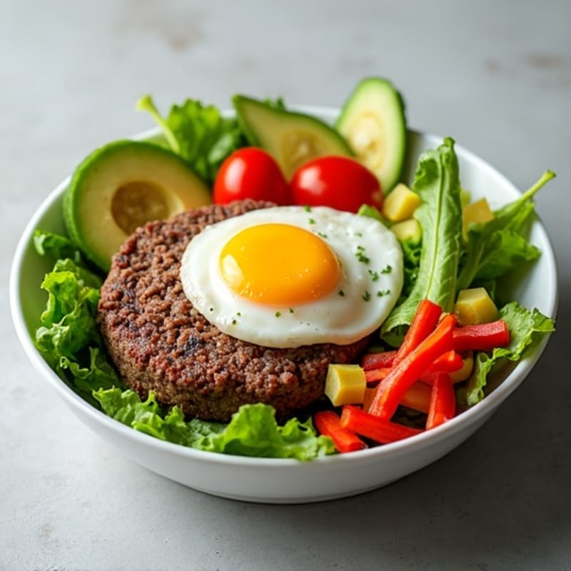 Lean Beef Burger Bowl with Fresh Veggies