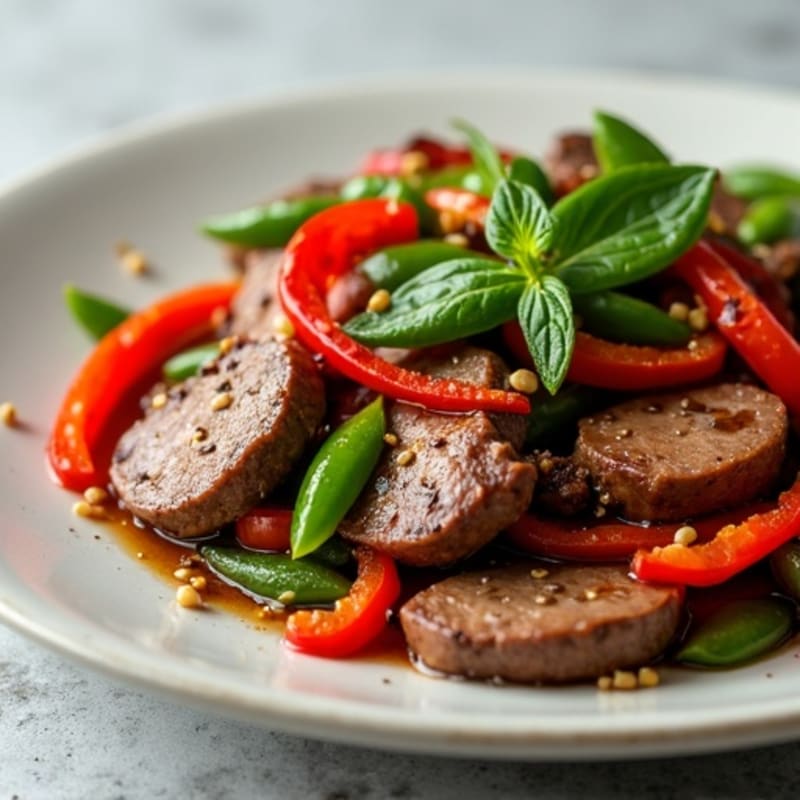 Lean Beef Stir-Fry with Bell Peppers and Snap Peas