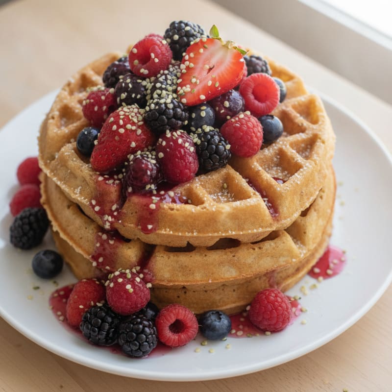 Fluffy Vegan Buttermilk Waffles with Berries