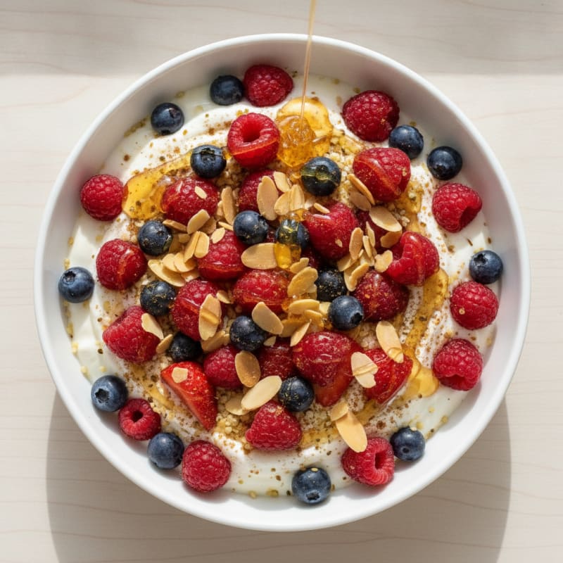 Silky Greek Yogurt with Honey and Berries