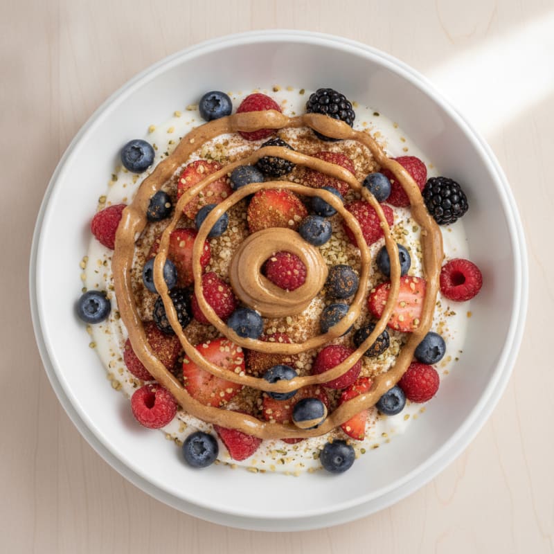 Greek Yogurt Bowl with Mixed Berries and Almond Butter