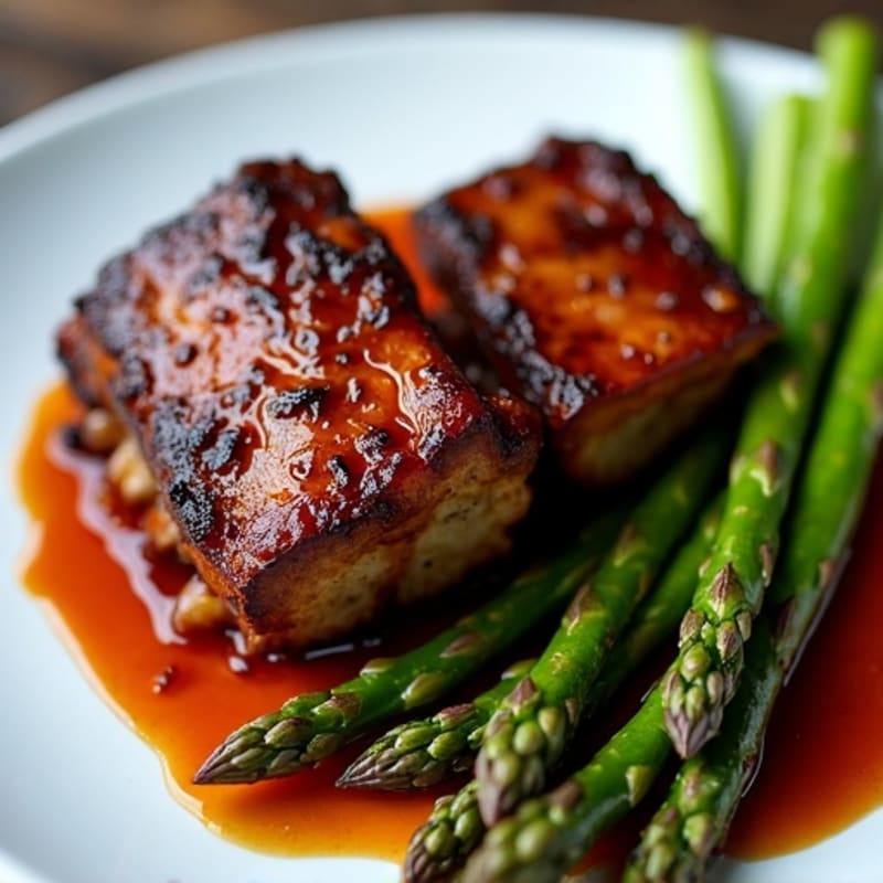Smoked Ribs with Tangy BBQ Glaze and Roasted Asparagus