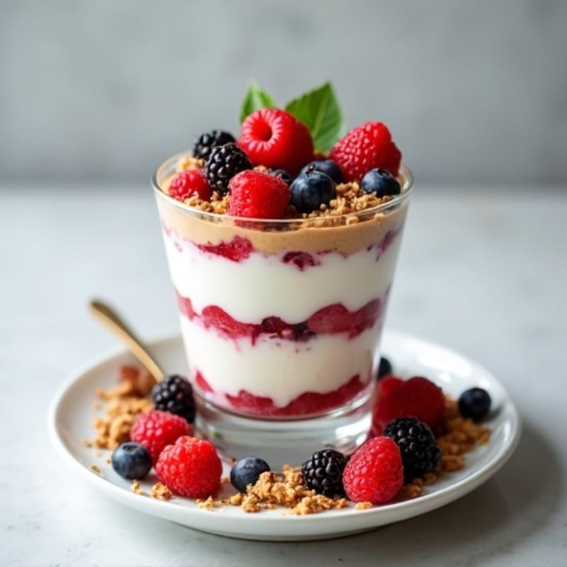 Greek Yogurt Protein Parfait with Mixed Berries and Almond Butter