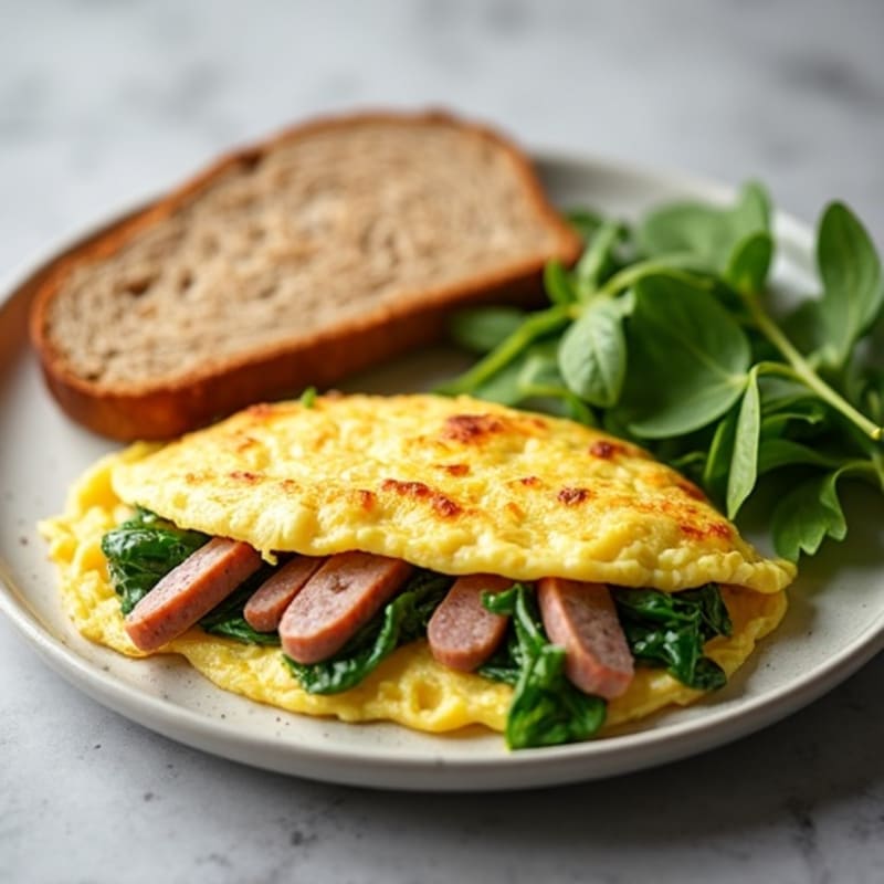 Egg White Omelette with Spinach and Turkey Sausage