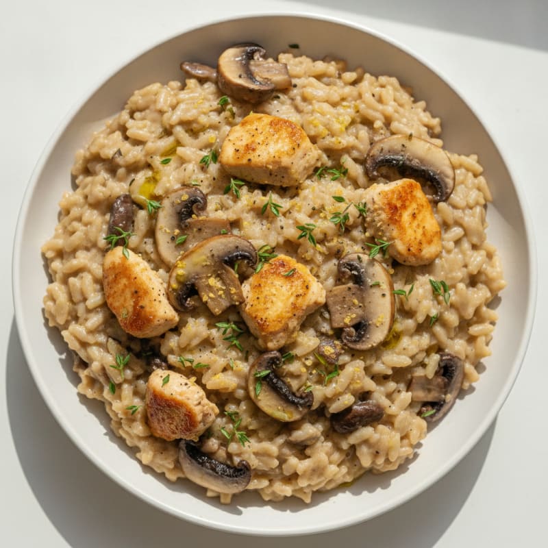 Creamy Mushroom and Chicken Risotto