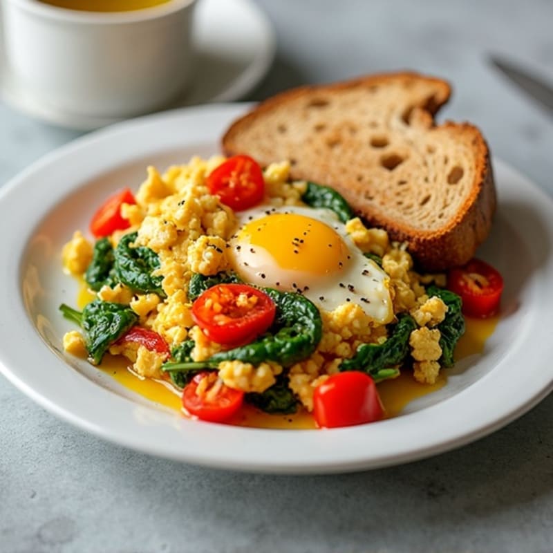 Egg White and Cottage Cheese Scramble with Roasted Peppers