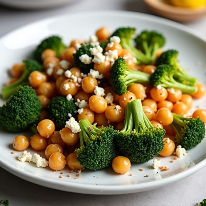 Sheet Pan Roasted Chickpeas and Crispy Broccoli with Lemon Tahini Drizzle