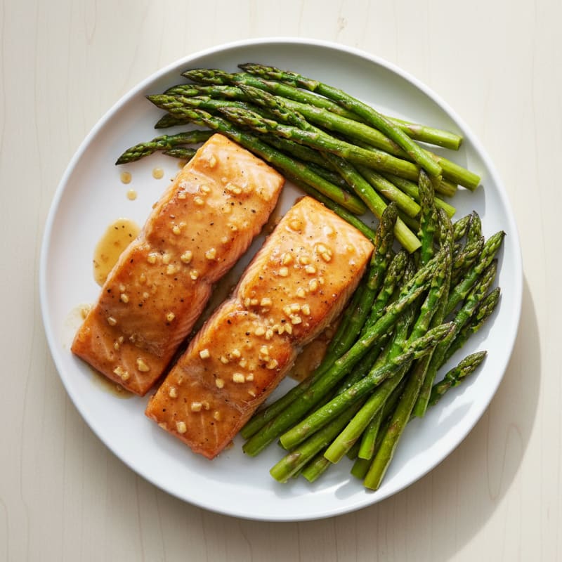 Golden Teriyaki-Glazed Salmon with Roasted Asparagus