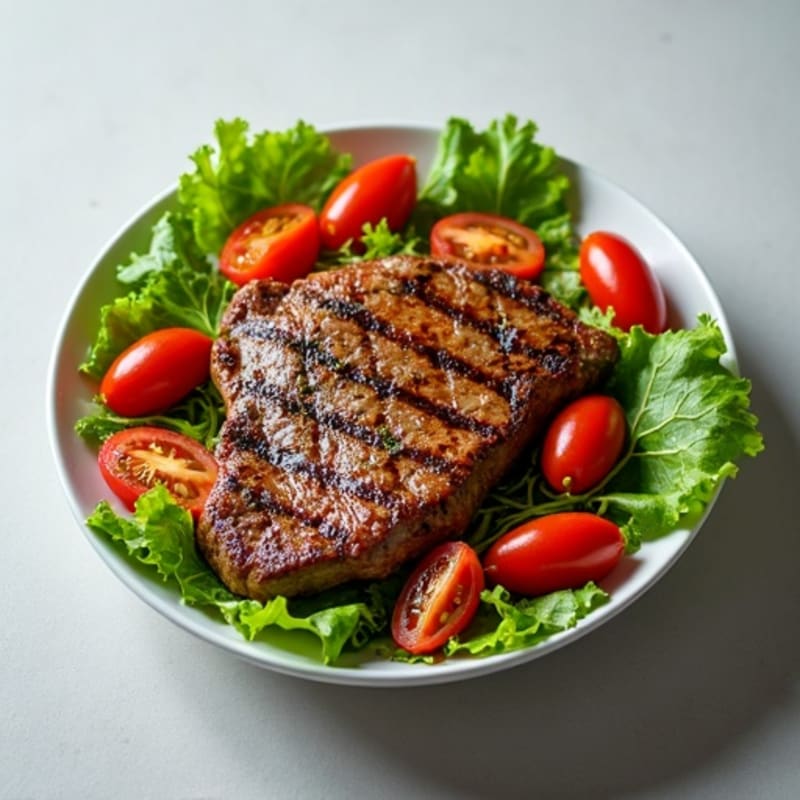 Grilled Steak Salad with Mixed Greens and Cherry Tomatoes