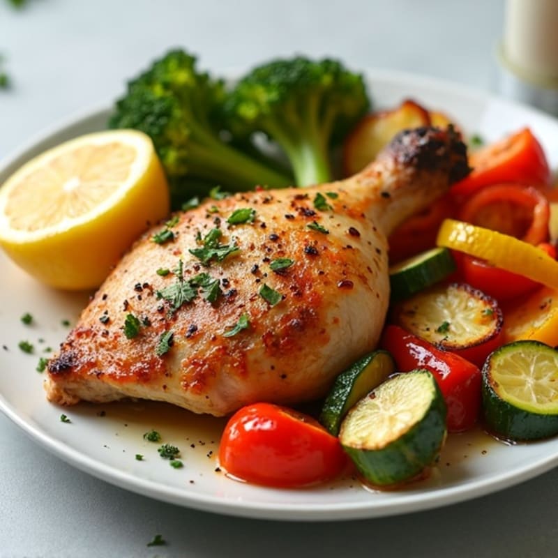 Lemon Garlic Roasted Chicken with Crispy Roasted Vegetables