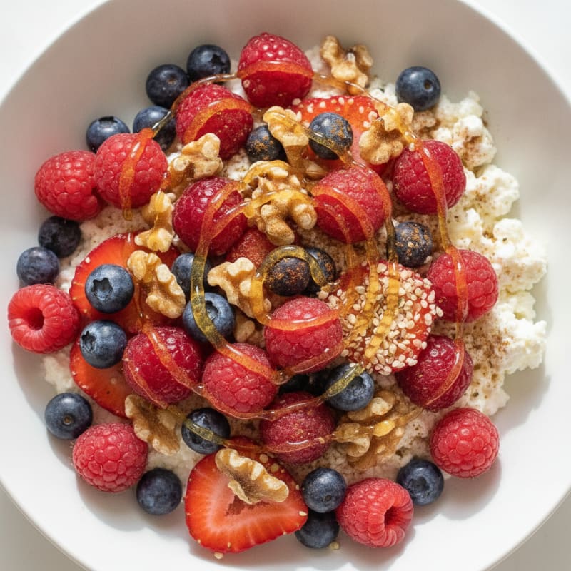 Sweet Cottage Cheese with Berries and Honey