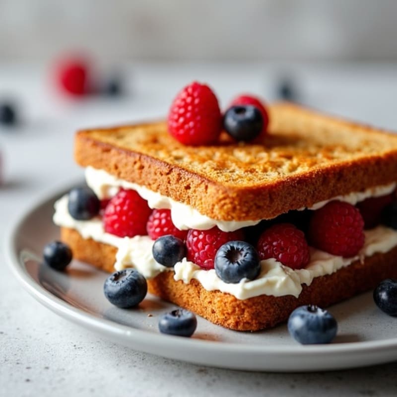 Crispy Baked Peanut Butter and Berry Protein Sandwich