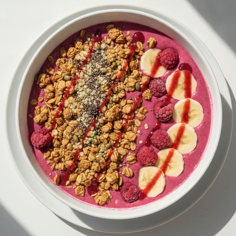 Raspberry Banana Smoothie Bowl with Granola