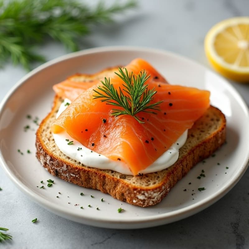 Smoked Salmon with Creamy Dill Spread and Crispy Whole Grain Toast