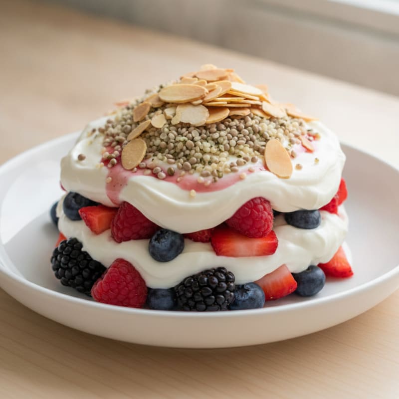 Greek Yogurt Protein Parfait with Mixed Berries