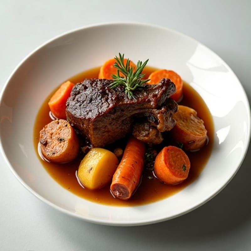 Tender Braised Oxtail with Roasted Root Vegetables