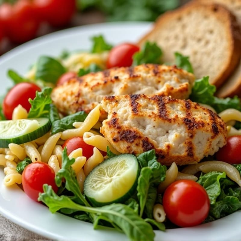 Grilled Chicken Pasta Salad with Leafy Greens