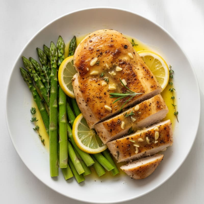 Lemon Herb Roasted Chicken with Asparagus